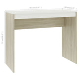 Desk White and Sonoma Oak 90x40x72 cm Engineered Wood - Rear View