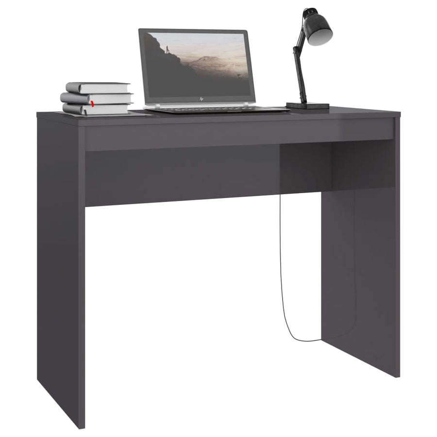 Desk High Gloss Grey 90x40x72 cm Engineered Wood