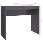 Desk High Gloss Grey 90x40x72 cm Engineered Wood