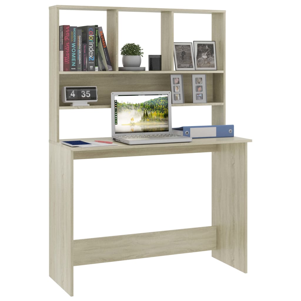 Desk with Shelves Sonoma Oak 110x45x157 cm Engineered Wood