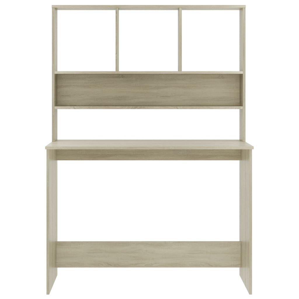 Desk with Shelves Sonoma Oak 110x45x157 cm Engineered Wood