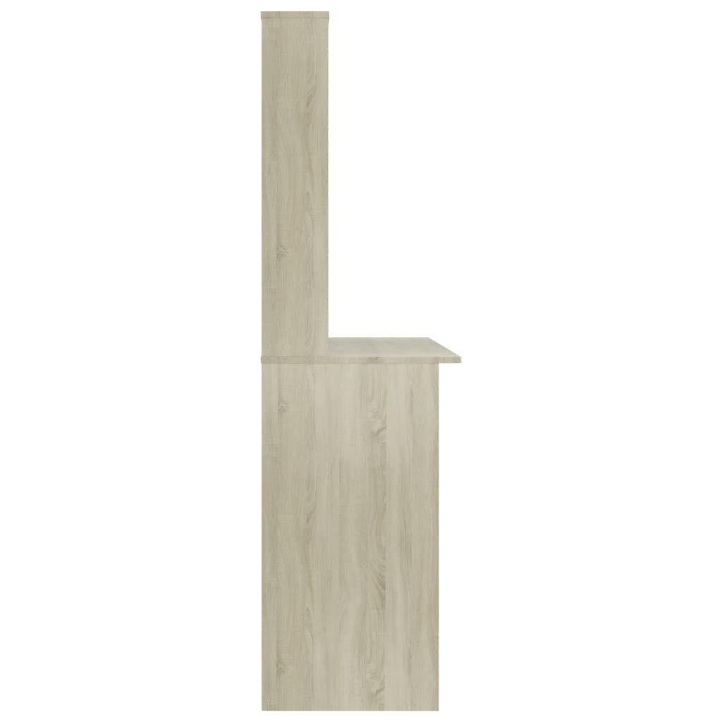Desk with Shelves Sonoma Oak 110x45x157 cm Engineered Wood