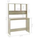 Desk with Shelves Sonoma Oak 110x45x157 cm Engineered Wood