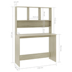 Desk with Shelves Sonoma Oak 110x45x157 cm Engineered Wood