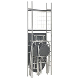 3 Piece Folding Dining Set with Storage Rack MDF and Steel Black - Front View