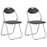 Folding Dining Chairs 2 pcs Black Faux Leather