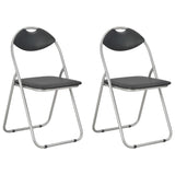 Folding Dining Chairs 2 pcs Black Faux Leather