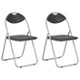 Folding Chairs 2 pcs Black Faux Leather