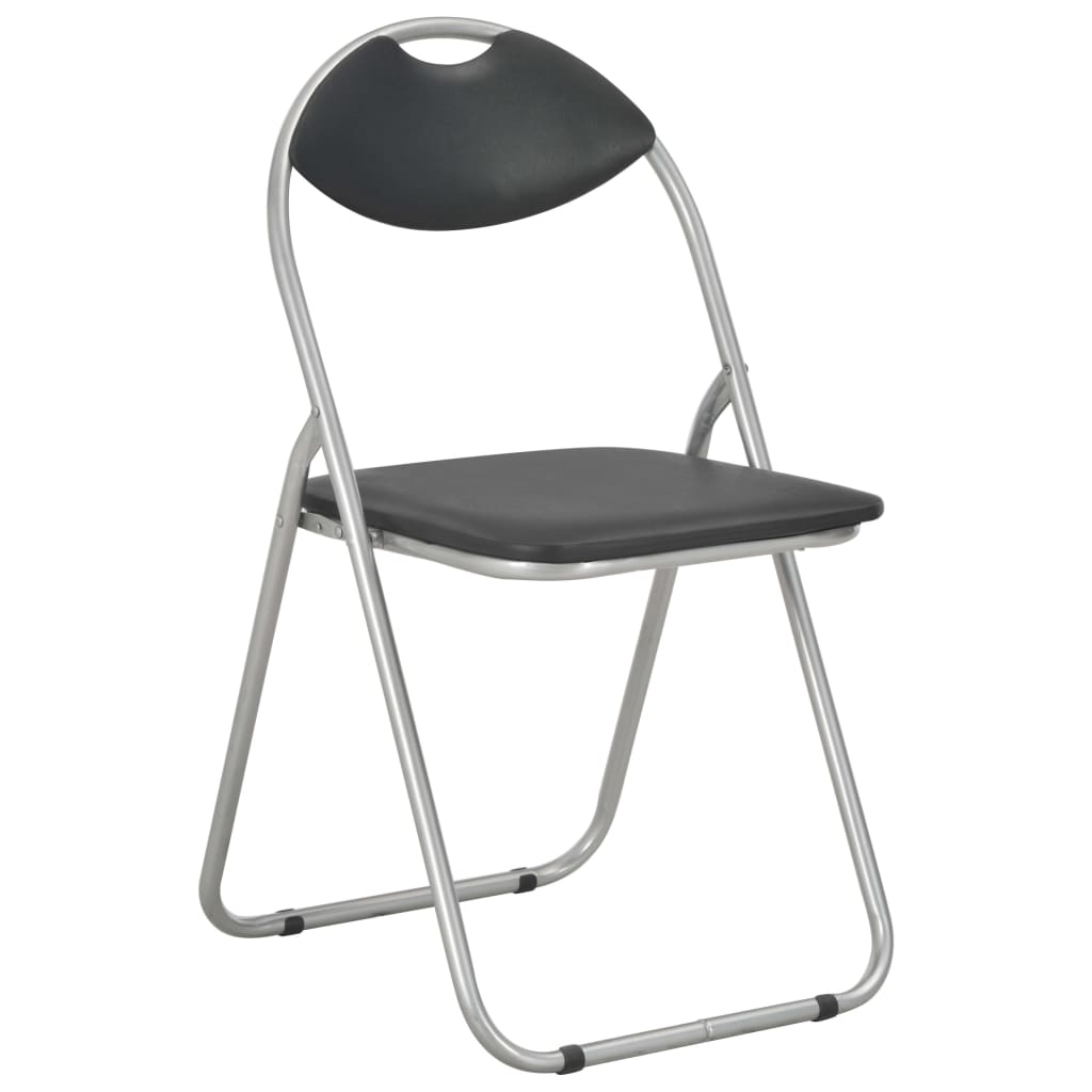 Folding Dining Chairs 2 pcs Black Faux Leather