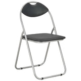 Folding Dining Chairs 2 pcs Black Faux Leather - Front View