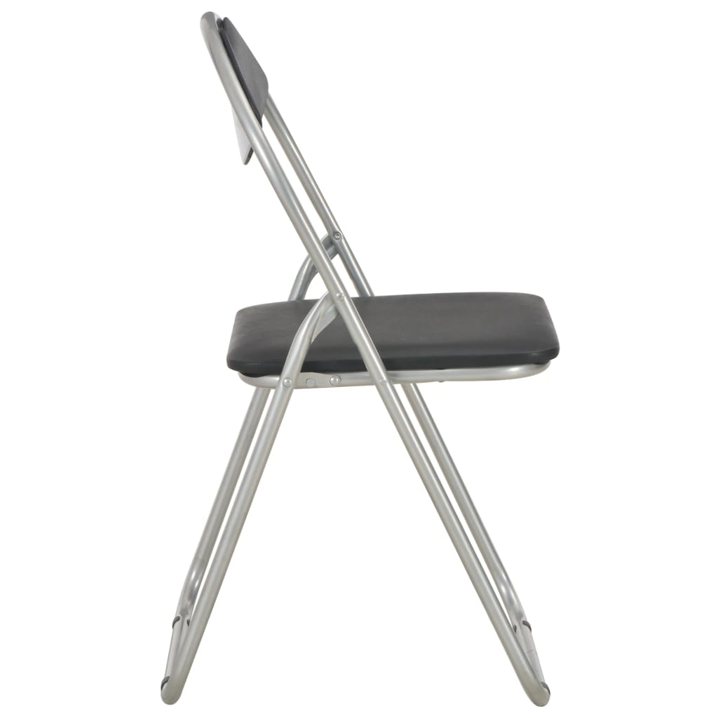 Folding Dining Chairs 2 pcs Black Faux Leather