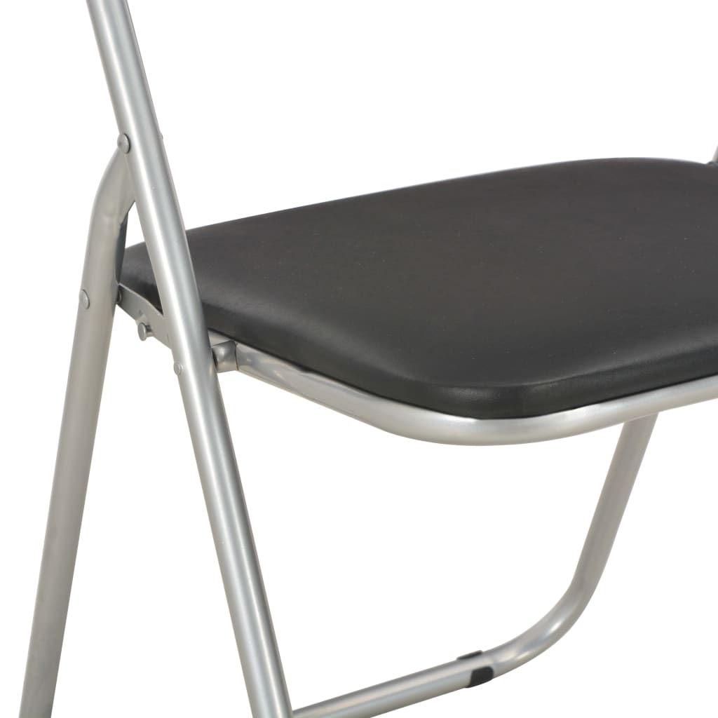 Folding Dining Chairs 2 pcs Black Faux Leather