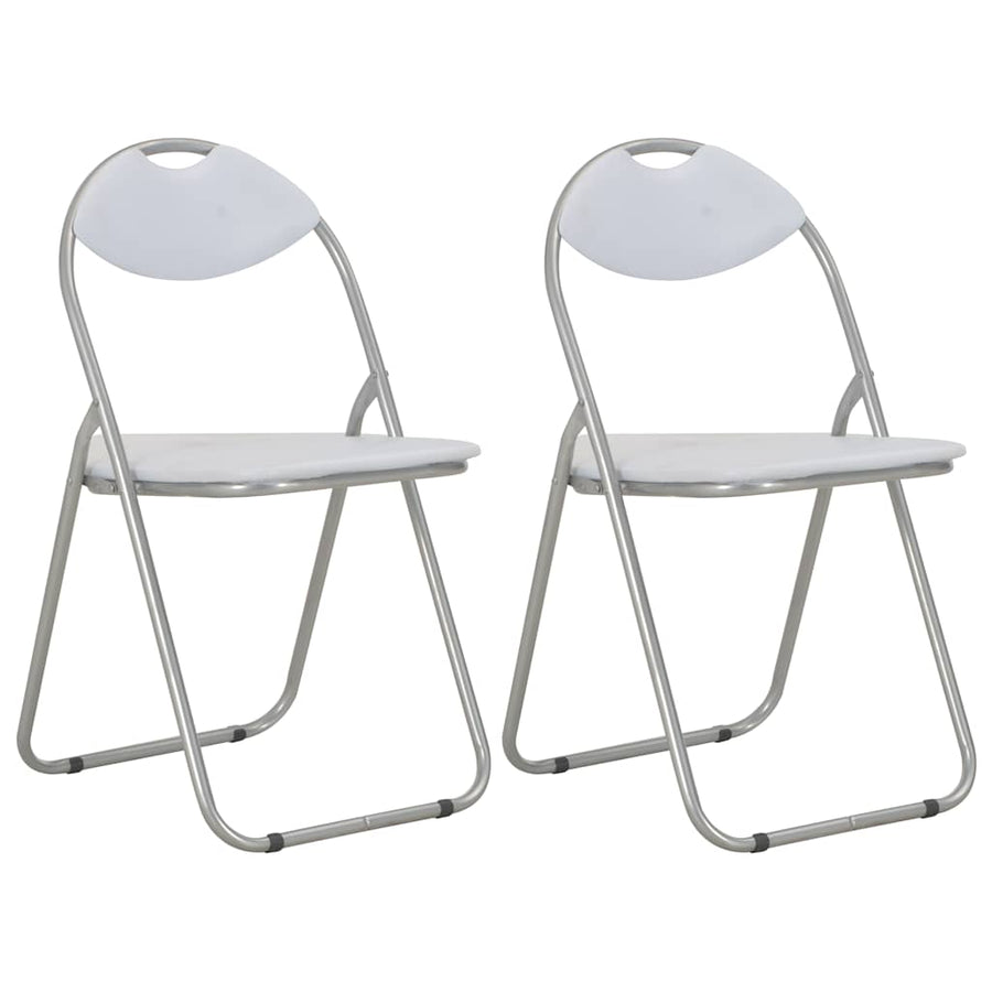 Folding Chairs 2 pcs White Faux Leather