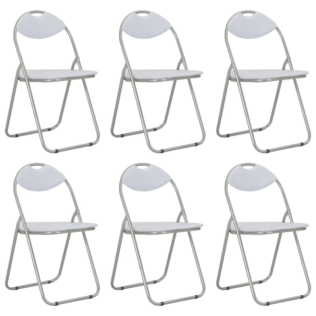 Folding Dining Chairs 6 pcs White Faux Leather