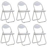 Folding Dining Chairs 6 pcs White Faux Leather