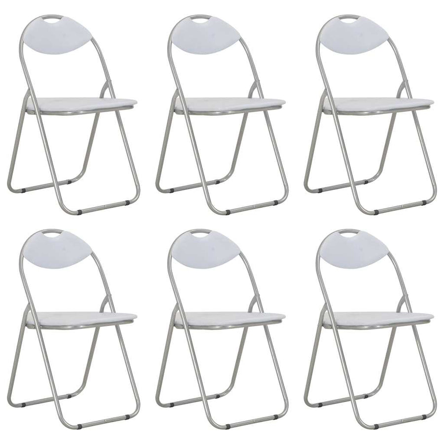 Folding Chairs 6 pcs White Faux Leather