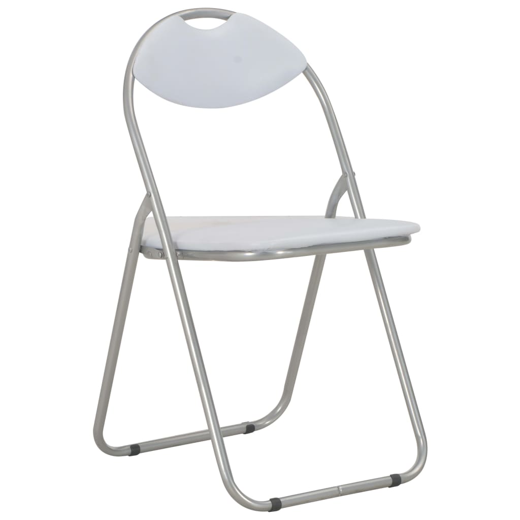 Folding Dining Chairs 6 pcs White Faux Leather