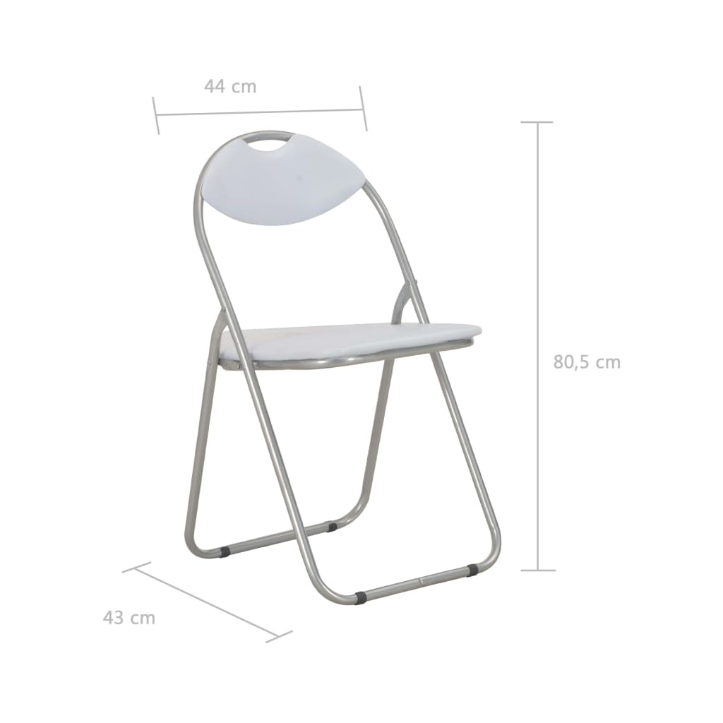Folding Dining Chairs 6 pcs White Faux Leather