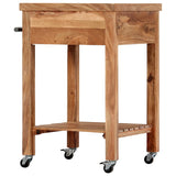 Kitchen Trolley 58x58x89 cm Solid Acacia Wood - Side View