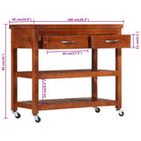 Kitchen Trolley 100x48x89 cm Solid Acacia Wood - Extra Image
