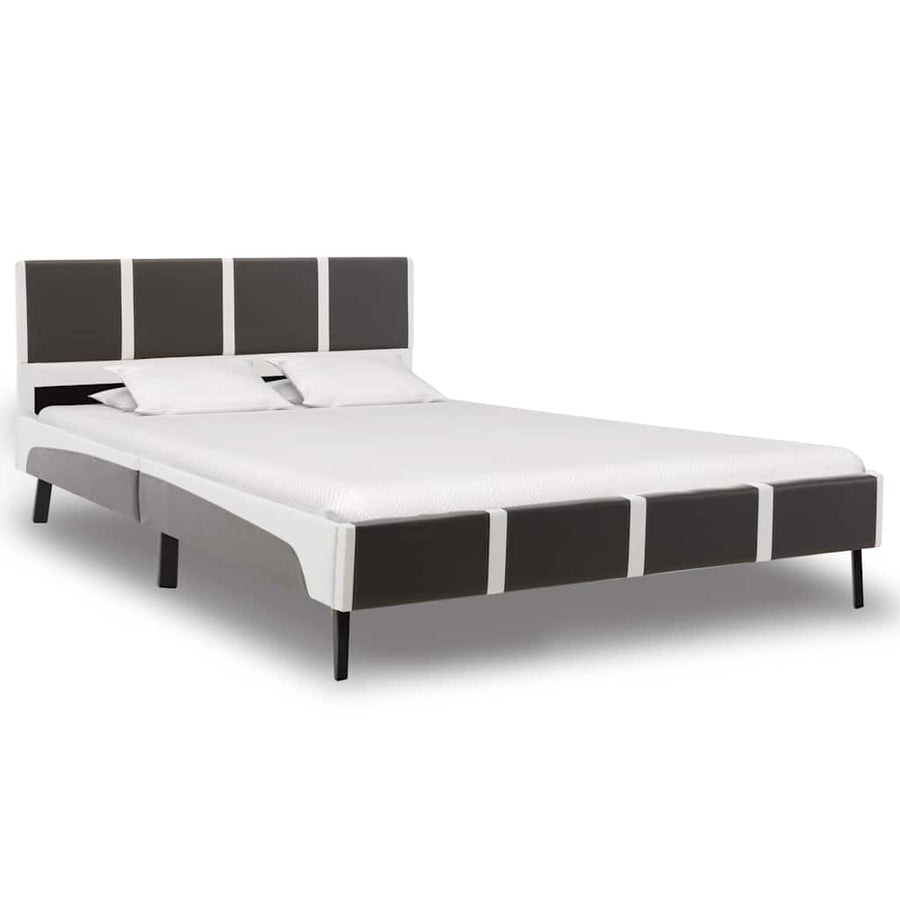 Bed Frame without Mattress Grey and White 137x187 cm Double