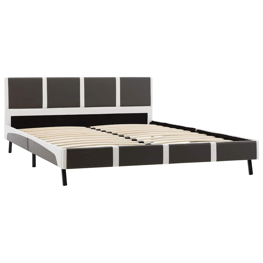 Bed Frame without Mattress Grey and White 137x187 cm Double