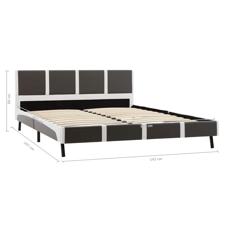 Bed Frame without Mattress Grey and White 137x187 cm Double