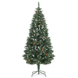 Artificial Christmas Tree with Pine Cones and White Glitter 180 cm - Front View