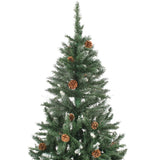 Artificial Christmas Tree with Pine Cones and White Glitter 180 cm - Side View