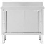 Work Table with Sliding Doors 100x50x(95-97) cm Stainless Steel