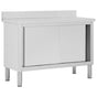 Work Table with Sliding Doors 120x50x(95-97) cm Stainless Steel