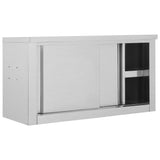 Kitchen Wall Cabinet with Sliding Doors 90x40x50 cm Stainless Steel - Side View