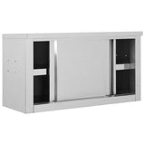 Kitchen Wall Cabinet with Sliding Doors 90x40x50 cm Stainless Steel - Top-Down View
