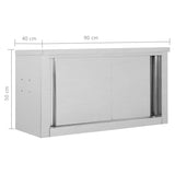 Kitchen Wall Cabinet with Sliding Doors 90x40x50 cm Stainless Steel - Extra Image