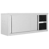 Kitchen Wall Cabinet with Sliding Doors 120x40x50 cm Stainless Steel - Side View