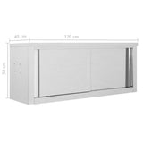 Kitchen Wall Cabinet with Sliding Doors 120x40x50 cm Stainless Steel - Extra Image