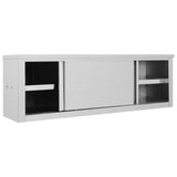 Kitchen Wall Cabinet with Sliding Doors 150x40x50 cm Stainless Steel - Side View