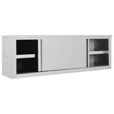 Kitchen Wall Cabinet with Sliding Doors 150x40x50 cm Stainless Steel - Top-Down View