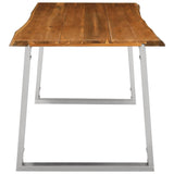 Dining Table 160x80x75 cm Solid Acacia Wood and Stainless Steel - Top-Down View