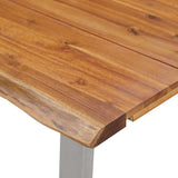Dining Table 160x80x75 cm Solid Acacia Wood and Stainless Steel - Rear View