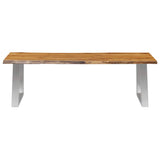 Bench 140 cm Solid Acacia Wood and Stainless Steel - Front View