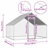 Outdoor Chicken Cage 2.75x2x1.92 m Galvanised Steel - Rear View
