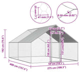 Outdoor Chicken Cage 2.75x4x1.92 m Galvanised Steel - Rear View