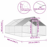 Outdoor Chicken Cage 2.75x6x1.92 m Galvanised Steel - Rear View
