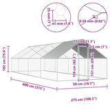 Outdoor Chicken Cage 2.75x8x1.92 m Galvanised Steel - Rear View