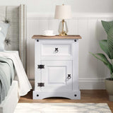 Bedside Cabinet Mexican Pine Corona Range White 53x39x67 cm - Side View