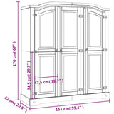 Wardrobe Mexican Pine Corona Range 3 Doors Grey - Extra Image