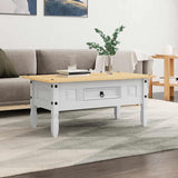 Coffee Table Mexican Pine Corona Range White 100x55x45 cm - Side View