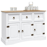 Sideboard Solid Mexican Pinewood Corona Range White 132x43x78 cm - Side View