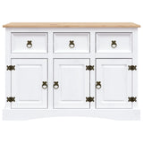 Sideboard Solid Mexican Pinewood Corona Range White 132x43x78 cm - 45-Degree Angle